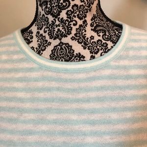 J.Crew Factory Striped Sweater Tee Short Sleeves Mint Cream Ivory Blue Small S
